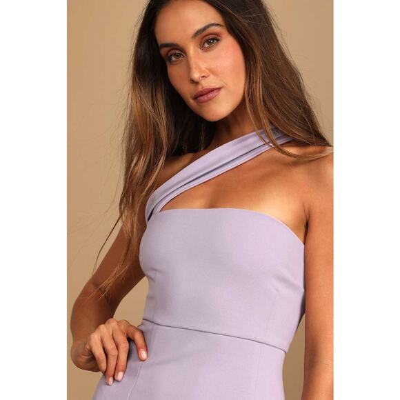 NWT Lulus Hold Your Attention Lilac One-Shoulder Sleeveless Midi Dress Banquet S - Picture 5 of 9
